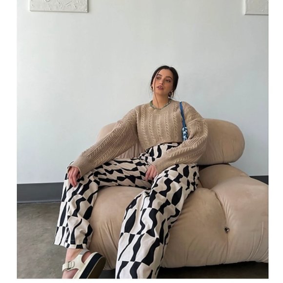 𝅺bailey Rose Ladies' Abstract Y2K High-Rise Trousers - Picture 3 of 6